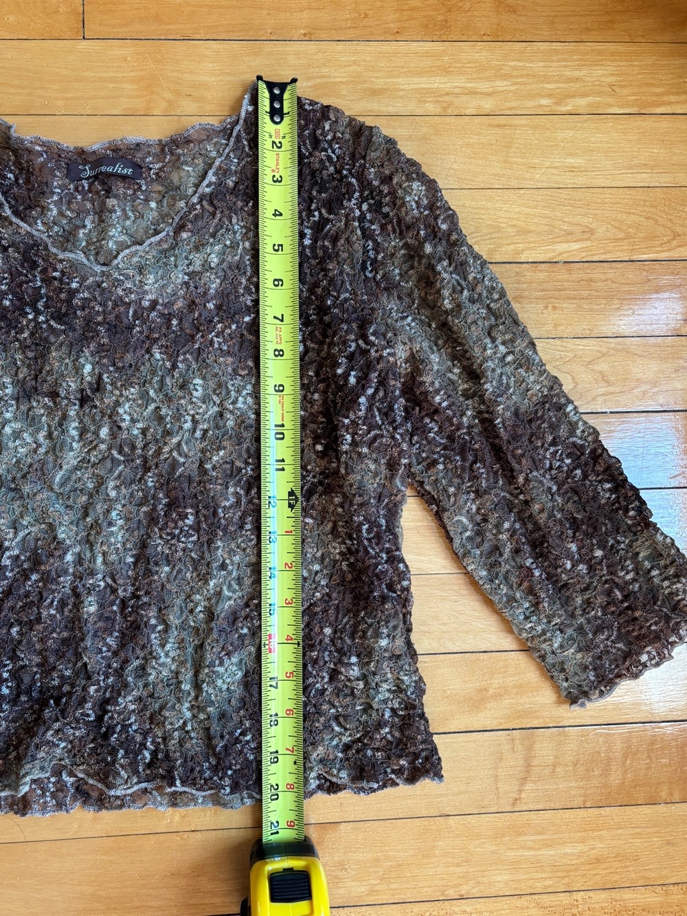 EUC Vintage Y2K Surrealist V-Neck Sheer Mesh Lace Textured Top | Women’s XL-XXL - Picture 9 of 16